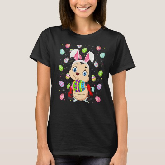 Ladybug Easter Egg Funny Ladybug Paaszondag T-shirt (Voorkant)