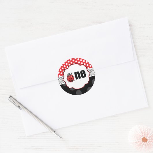 Ladybug Een Verjaardag Ronde Sticker (Envelop)