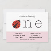 Ladybug eerste verjaardaguitnodiging in roze kaart (Voorkant)