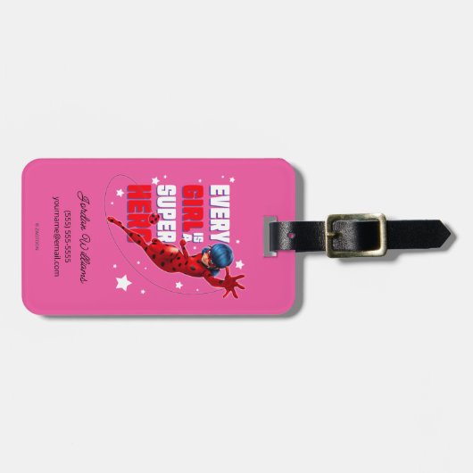 Ladybug Elk meisje is een superheld Bagagelabel (Voorkant horizontaal)