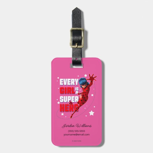 Ladybug Elk meisje is een superheld Bagagelabel (Voorkant verticaal)