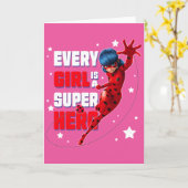 Ladybug Elk meisje is een superheld Kaart (Gele Bloem)