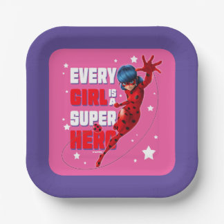Ladybug Elk meisje is een superheld Papieren Bordje