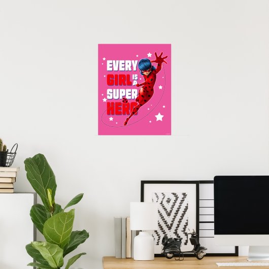 Ladybug Elk meisje is een superheld Poster (Thuiskantoor)