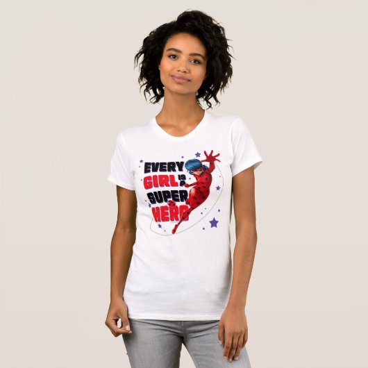 Ladybug Elk meisje is een superheld T-shirt (Voorkant volledig)