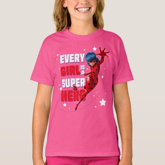 Ladybug Elk meisje is een superheld T-shirt (Voorkant)