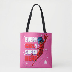 Ladybug Elk meisje is een superheld Tote Bag