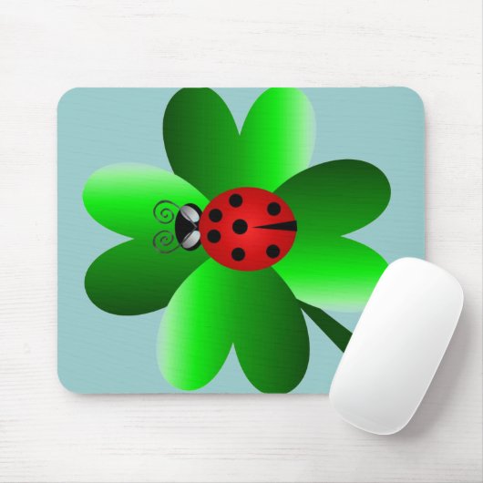 Ladybug en 4 bladklaver muismat (Met muis)