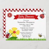 Ladybug en Baby shower van bijen Kaart (Voorkant / Achterkant)