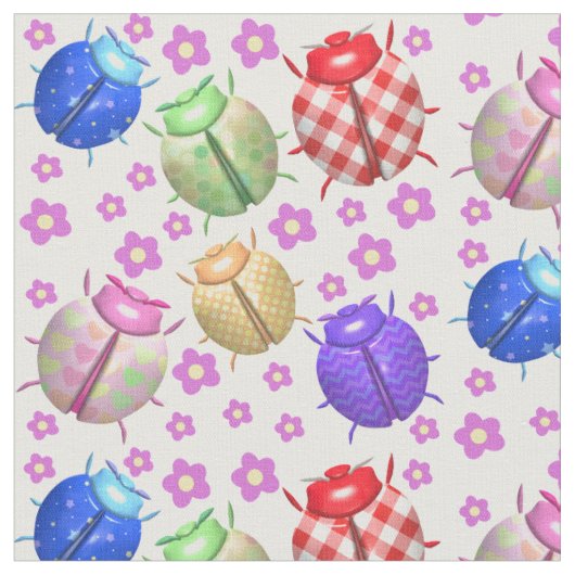 Ladybug en bloemen baby kinder kinderen stof (Close Up)