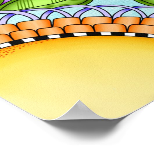 Ladybug en Butterfly Doodle Flower Poster (Hoek)