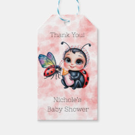 Ladybug en Butterfly Girl Baby shower Cadeaulabel