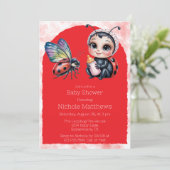 Ladybug en Butterfly Girl Baby shower Kaart (Staand voorkant)