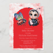 Ladybug en Butterfly Girl Baby shower Kaart (Voorkant / Achterkant)