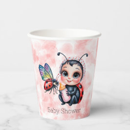 Ladybug en Butterfly Girl Baby shower Papieren Bekers