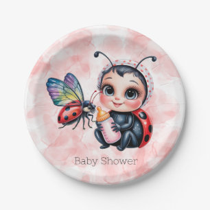 Ladybug en Butterfly Girl Baby shower Papieren Bordje