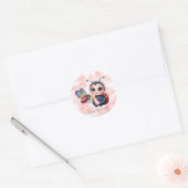Ladybug en Butterfly Girl Baby shower Ronde Sticker (Envelop)