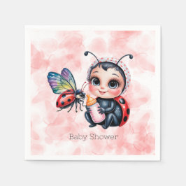 Ladybug en Butterfly Girl Baby shower Servet