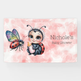 Ladybug en Butterfly Girl Baby shower Spandoek