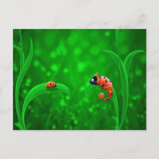 Ladybug en Chameleon Briefkaart (Voorkant)