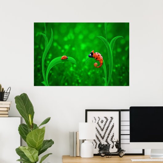 Ladybug en Chameleon Poster (Thuiskantoor)