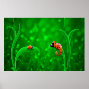 Ladybug en Chameleon Poster