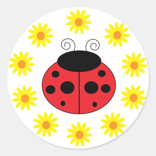 Ladybug en Daisies Sticker (Voorkant)
