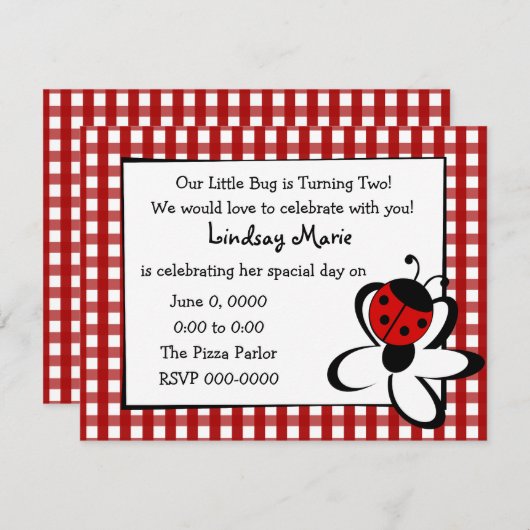 Ladybug en Daisy Kaart (Voorkant / Achterkant)