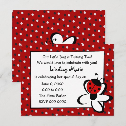 Ladybug en Daisy Kaart (Voorkant / Achterkant)