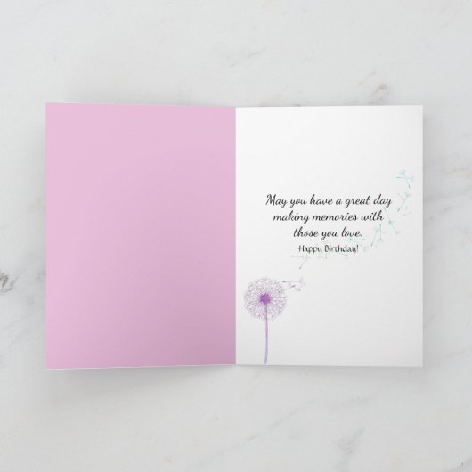 Ladybug en Dandelion Birthday Kaart (Binnen)