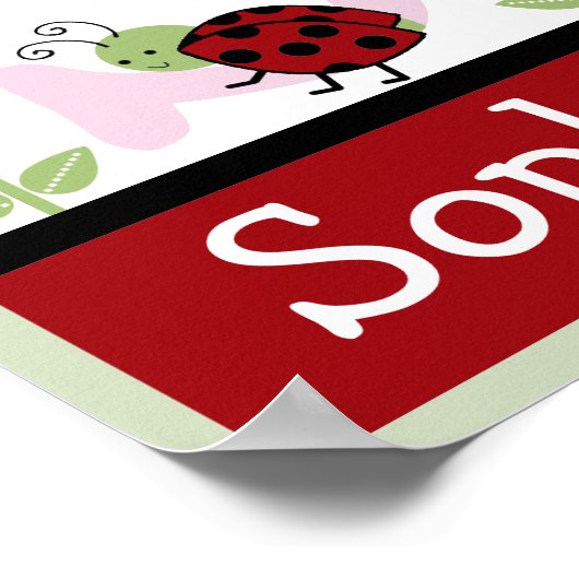 Ladybug en Flower Letter & Name Wall Art Poster (Hoek)