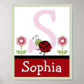 Ladybug en Flower Letter & Name Wall Art Poster (Voorkant)