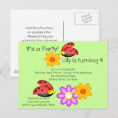 Ladybug en Flowers Briefkaart (Voorkant / Achterkant)