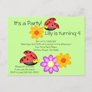 Ladybug en Flowers Briefkaart