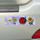 Ladybug en Flowers Bumpersticker (Op auto)