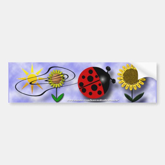 Ladybug en Flowers Bumpersticker (Voorkant)