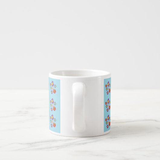 Ladybug en Flowers Light Blue Pattern Espr. Espresso Kop (Achterkant)