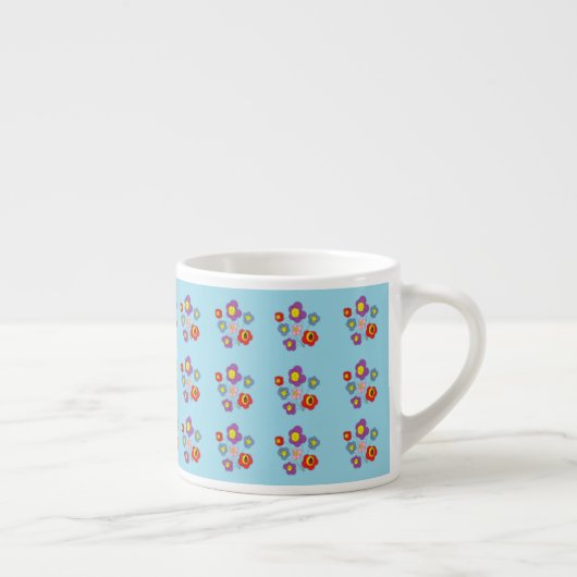 Ladybug en Flowers Light Blue Pattern Espr. Espresso Kop (Rechts)