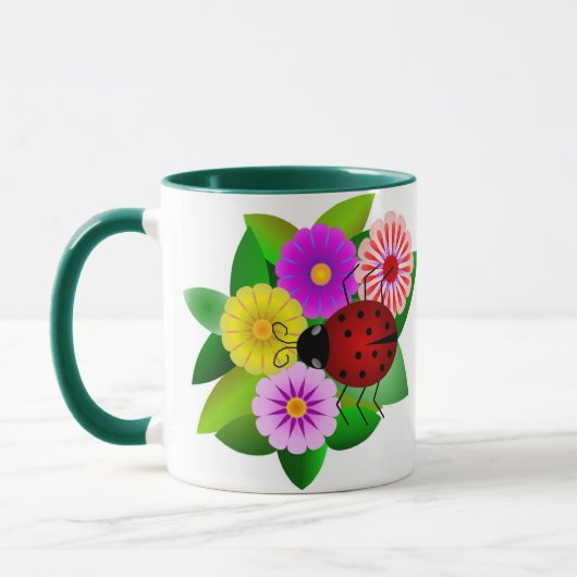 Ladybug en Flowers Mok (Links)