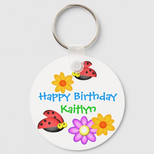 Ladybug en Flowers Sleutelhanger (Voorkant)