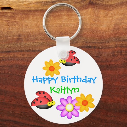 Ladybug en Flowers Sleutelhanger (Voorkant)