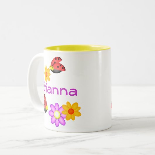 Ladybug en Flowers Tweekleurige Koffiemok (Voorkant links)