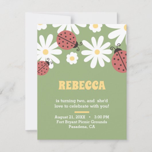 Ladybug en grieses vioolse verjaardag invit (Voorkant)