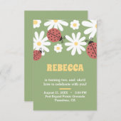 Ladybug en grieses vioolse verjaardag invit kaart (Voorkant / Achterkant)