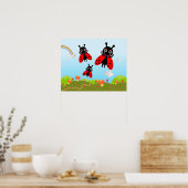 Ladybug en paddenstoelen poster (Keuken)