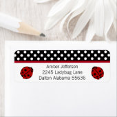 Ladybug en Polka-dot Adresetiketten Etiket (Insitu)