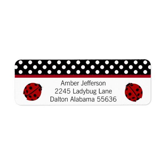 Ladybug en Polka-dot Adresetiketten Etiket (Voorkant)