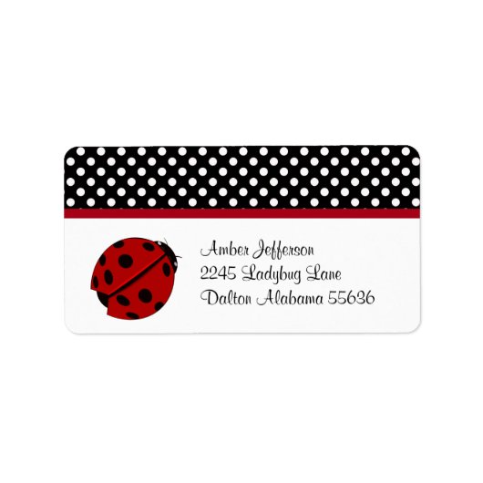 Ladybug en Polka-dot Adresetiketten Etiket (Voorkant)