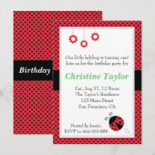 Ladybug en Polka Dots Birthday Party Kaart (Voorkant / Achterkant)
