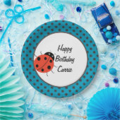 Ladybug en Polka Dots Personalized Papieren Bordje (Feest)